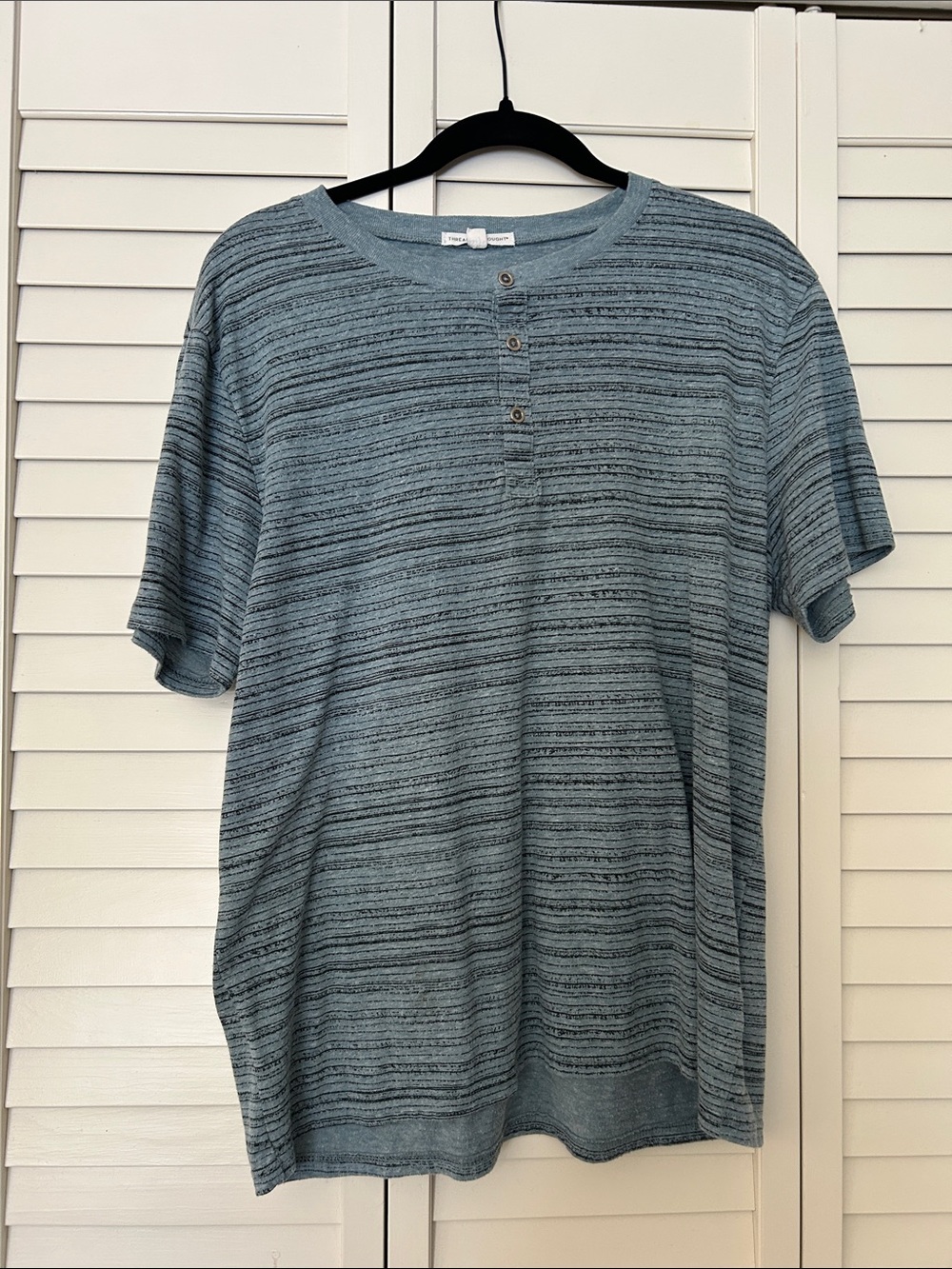 Threads 4 Thought Men's Textured Blue Henley Size L
